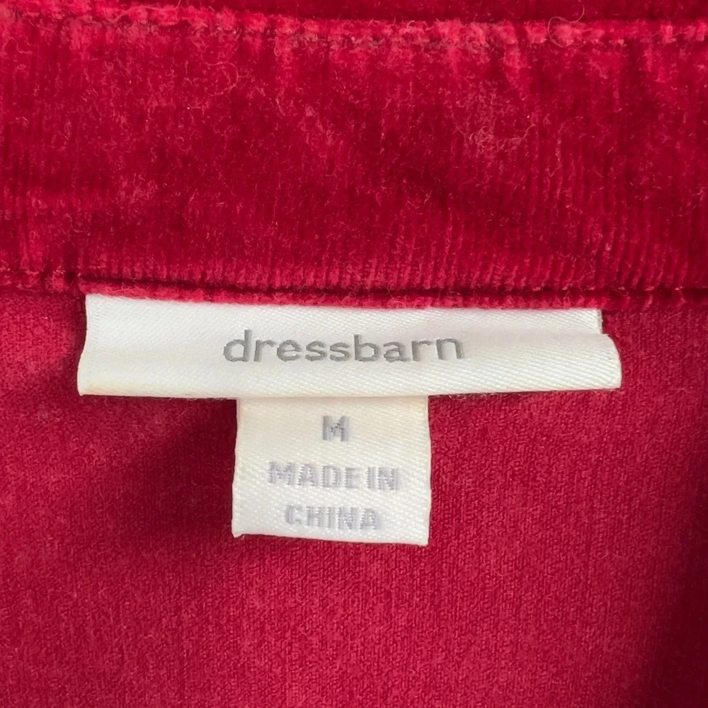 Dressbarn Womens Bright Red Fine Wale Corduroy Jacket Button Up Blazer Stretch M